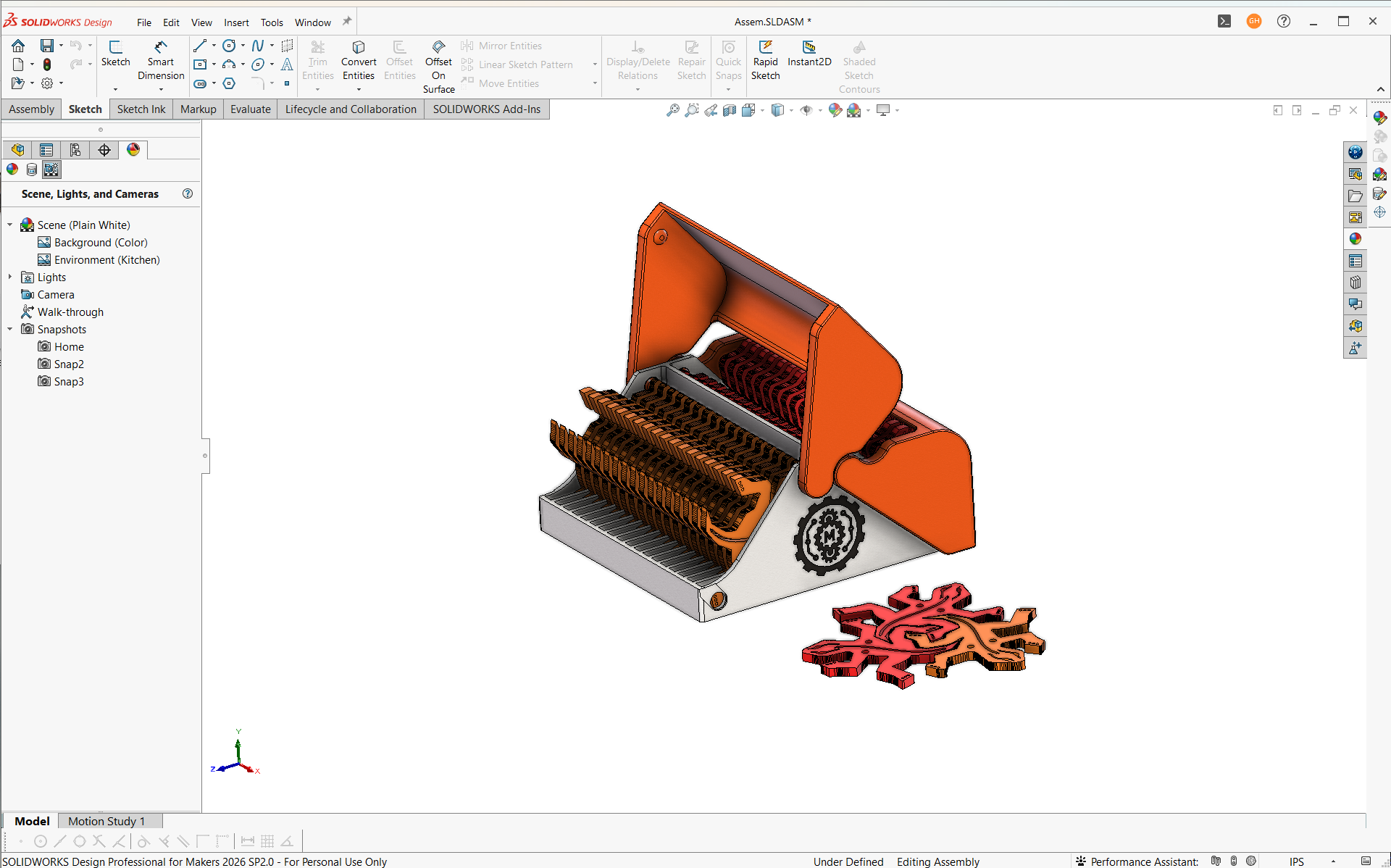 Open orange M.C. Escher Tessellation toy 3D model